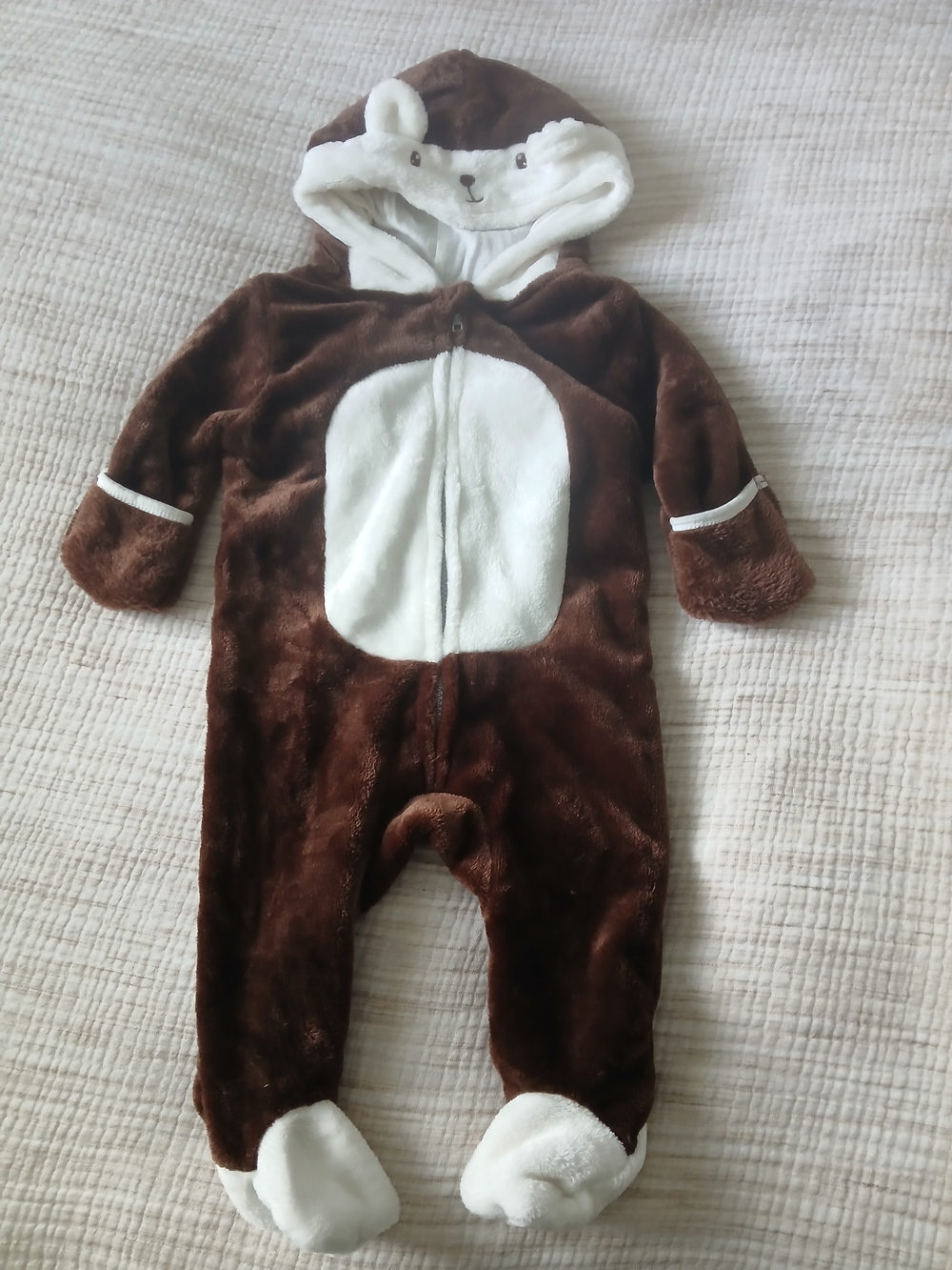 Baby Brown Bear Hooded Footed One-Piece/ Cozy Baby Jumpsuit